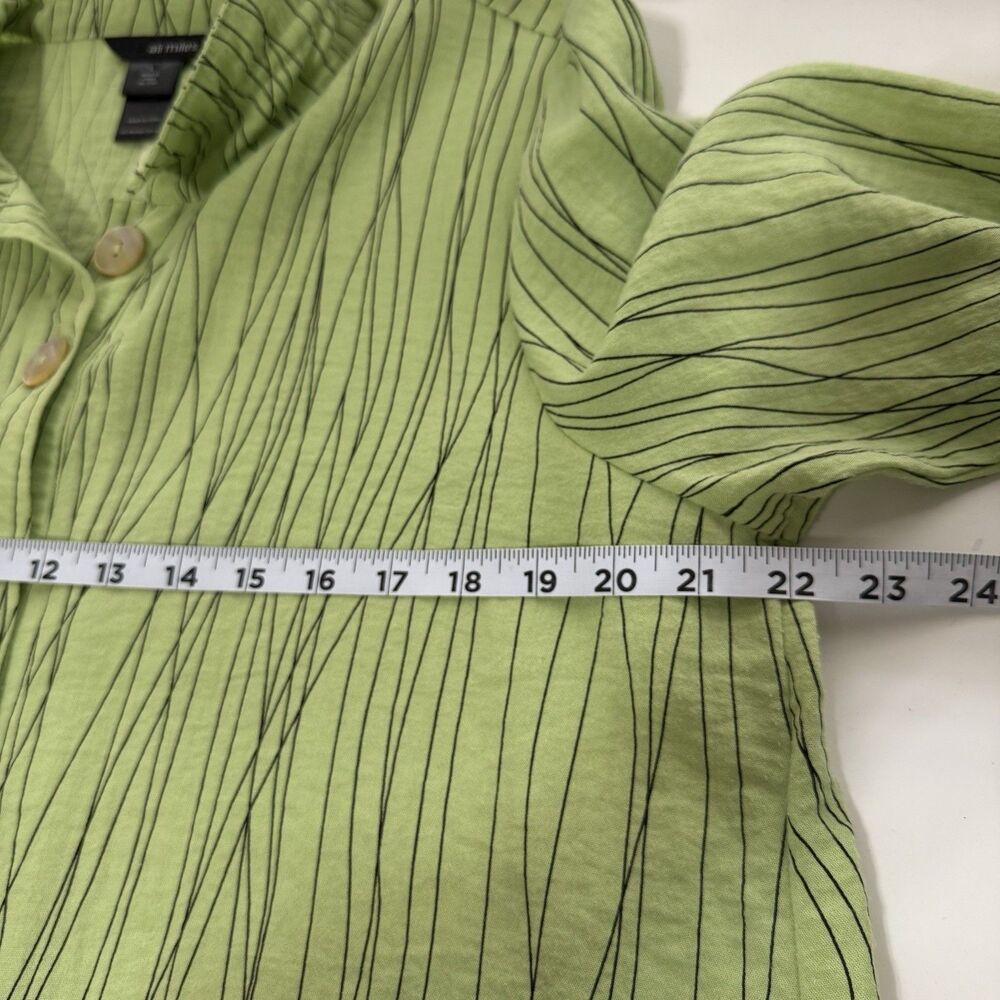 Ali Miles Green Pearl Buttons 3/4 Sleeve Standup Collar Size L - Picture 8 of 9